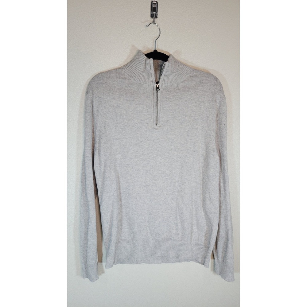 J.Crew Factory‎ Women's Merino Blend Half Zip Mock Neck Sweater Light Gray
